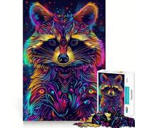 Rompecabezas de 1000 Piezas con diseño de Mapache neón para Adolescentes Juguete para desarrollar la lógica y el Sentido común Pasatiempo Tranquilo Bordes Lisos (50x75cm)