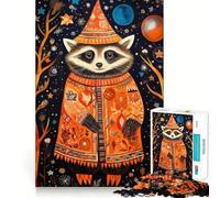 Rompecabezas de 1000 Piezas con diseño de Mapache Tribal, Ajuste, Arte, desafío Mental, Juguete, Juego Divertido para el Tiempo Libre, Regalo de cumpleaños (38x52cm)