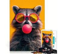 Rompecabezas de 1000 Piezas con diseño de Mapache y Chicle para Adultos Juego Mental para el hogar Bordes limpios Un Regalo Encantador (50x75cm)