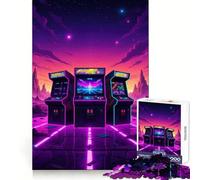 Rompecabezas de 1000 Piezas con diseño de máquinas recreativas Retro en Paisaje neón para Adolescentes Juego Inteligente para Jugar en Grupo Imagen para armar y Decorar la Pared (50x75cm)