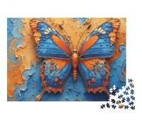 Rompecabezas de 1000 Piezas con diseño de Mariposa Azul y Naranja. Juego Educativo para Adultos a Partir de 12 años. Requiere un Reto de Nivel avanzado para52 x 38 cm.