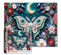 Rompecabezas de 1000 piezas con diseño de mariposa extendiendo sus alas para adultos, flores, cielo nocturno, estrellas, luna, plantas, rompecabezas perfecto para la familia, actividades divertidas y