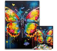Rompecabezas de 1000 Piezas con diseño de Mariposas y Grafiti para Adultos, Ideal para Parejas, Navidad, Año Nuevo y San Valentín, 50x75cm/19,68x29,52 Pulgadas.