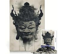 Rompecabezas de 1000 Piezas con diseño de máscara de Buda Estilo Manga con Tinta para Adolescentes Estimula el Pensamiento crítico Tiempo Bien invertido Ajuste Firme Navidad (38x26cm)