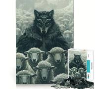 Rompecabezas de 1000 piezas con diseño de máscara de lobo y líder de ovejas Diversión para ejercitar la mente Piezas sin rebabas y de corte limpio Actividad absorbente para noches tranquilas (38x52cm)