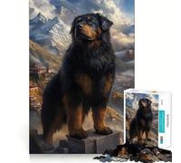 Rompecabezas de 1000 Piezas con diseño de mastín Tibetano y Vista a la montaña, Ideal para Adolescentes Mejora la Memoria, la luz y la relajación Decoración de Pared 38x52cm
