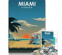 Rompecabezas de 1000 Piezas con diseño de Miami Florida Travel Print para Adolescentes, Juegos educativos, decoración de Pared, cumpleaños y Navidad, 75x50cm
