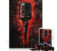 Rompecabezas de 1000 Piezas con diseño de micrófono clásico para Adultos Juego Inteligente de Rompecabezas Divertido Montaje de imágenes Regalo de Temporada (38x52cm)