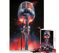 Rompecabezas de 1000 Piezas con diseño de micrófono Vintage para Adolescentes Entrenamiento de Memoria, Escape Tranquilo, Corte Impecable, Regalo de Invierno (38x26cm)