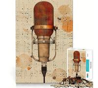 Rompecabezas de 1000 Piezas con diseño de micrófono Vintage para Adultos Juego de Memoria Divertido Componentes Resistentes y de Corte Limpio aliviar el estrés (38x26cm)