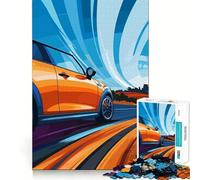 Rompecabezas de 1000 Piezas con diseño de Mini Cooper Naranja a Toda Velocidad para Adolescentes Rompecabezas con Efecto de Memoria luz Relajante y diseño de Imagen para armar