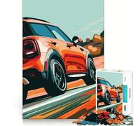 Rompecabezas de 1000 Piezas con diseño de Mini Cooper Naranja en la Carretera para Adultos Juguete para ejercitar la Mente Juego de Interior Pieza de Arte de Corte preciso (50x75cm)