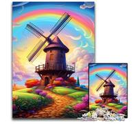 Rompecabezas de 1000 Piezas con diseño de Molino de Viento,Colorido y desafiante,Ideal para Relajarse y entretenerse, decoración del hogar,50x75cm/19,68x29,52 Pulgadas.