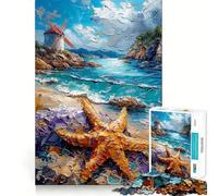 Rompecabezas de 1000 Piezas con diseño de Molino de Viento y Estrella de mar Diversión para ejercitar la Mente Piezas de Ajuste preciso Un pasatiempo Fascinante para los Momentos de Ocio