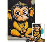 Rompecabezas de 1000 Piezas con diseño de Mono Sonriente para Adolescentes Ideal para Mejorar la Memoria, Relajarse y divertirse Piezas de colección de Arte con Cortes precisos 38x26cm