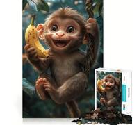 Rompecabezas de 1000 Piezas con diseño de Mono Sonriente y plátano para Adultos Juguete de lógica para Juegos de Interior Corte de precisión Regalo Ideal 38x26cm