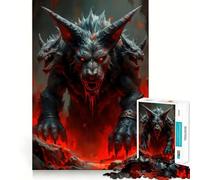 Rompecabezas de 1000 Piezas con diseño de Monstruo Lobo de Tres Cabezas para Adultos Rompecabezas de Memoria Disfrute del Montaje Lento de la Imagen Regalo Creativo 38x52cm