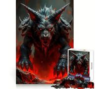 Rompecabezas de 1000 Piezas con diseño de Monstruo Lobo de Tres Cabezas para Adultos Rompecabezas de Memoria Disfrute del Montaje Lento de la Imagen Regalo Creativo 38x52cm