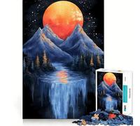 Rompecabezas de 1000 Piezas con diseño de montaña Cascada y Luna para Adolescentes Juguete de Habilidad para Rompecabezas Ideal para Compartir y Disfrutar Diseño de Pared con Corte preciso Decoración