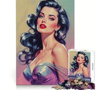 Rompecabezas de 1000 Piezas con diseño de Morena glamurosa Vestida de Azul,para Adultos,estimulación Cerebral,pasatiempo Relajante,Corte Premium,Regalo de cumpleaños (38x26cm)