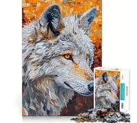 Rompecabezas de 1000 Piezas con diseño de Mosaico de Lobos para Adultos,Ideal para Mejorar la Capacidad Mental Juego con Corte láser para un Ajuste Diversión Nocturna en Familia (50x75cm)