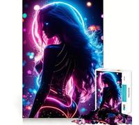 Rompecabezas de 1000 Piezas con diseño de Mujer Adolescente Estilo Cyberpunk neón Juguete para ejercitar la Mente Arte Relajante y Divertido Objeto de colección para armar (38x52cm)