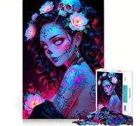 Rompecabezas de 1000 Piezas con diseño de Mujer Calavera con Tatuajes para Adolescentes Mejora la Memoria estimula el Juego Relajante y CREA un Ambiente Tranquilo Artículo Ideal para Pedir