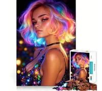 Rompecabezas de 1000 Piezas con diseño de Mujer con Cabello neón para Adolescentes Juguete para desarrollar la lógica y el Sentido del Humor Pasatiempo Tranquilo Bordes Suaves (38x26cm)