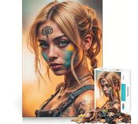 Rompecabezas de 1000 Piezas con diseño de Mujer con Maquillaje Facial y Tatuajes para Adultos Divertido Juego de Memoria Requiere un Trabajo de Corte Experto Actividad Relajante para Grupos