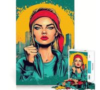 Rompecabezas de 1000 Piezas con diseño de Mujer con pañuelo Rojo Juego de ingenio Mental Diseño Ajustado sin Huecos reuniones Familiares (38x26cm)