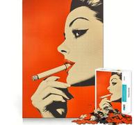 Rompecabezas de 1000 Piezas con diseño de Mujer fumando un Cigarrillo para Adultos Diversión para Entrenar la Mente Corte Limpio Componentes Resistentes Actividad Relajante para desconectar (38x26cm)