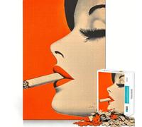 Rompecabezas de 1000 Piezas con diseño de Mujer fumando un Cigarrillo para Adultos Piensa,Entrena y Juega Cierre Seguro,sin Piezas Sueltas aliviar el estrés (50x75cm)