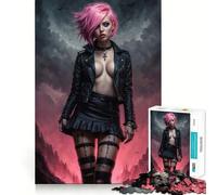 Rompecabezas de 1000 Piezas con diseño de Mujer Punk Sexy en Rosa para Adultos Regalos, Juguete para desarrollar la Habilidad y aliviar el estrés Corte preciso Lista de Deseos de Papá Noel 38x26cm