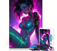 Rompecabezas de 1000 Piezas con diseño de Mujer Sexy en Verde neón para Adultos Ideal para aliviar el estrés Diseño Ajustado Ideal para Pedir Regalos de Papá Noel 50x75cm
