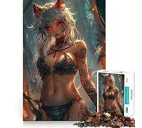 Rompecabezas de 1000 Piezas con diseño de Mujer Sexy y Gato para Adultos Juguete de lógica Mental, antiestrés, Corte Firme, Regalo increíble 50x75cm