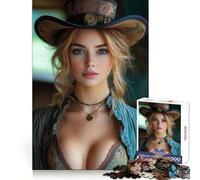 Rompecabezas de 1000 Piezas con diseño de Mujer Steampunk para Adultos Juguete de lógica Resistente Alivia la ansiedad Bordes Transparentes Regalo Ideal para Festivales 38x26cm