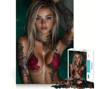 Rompecabezas de 1000 Piezas con diseño de Mujer Tatuada en el Agua para Adolescentes Juguete de lógica Resistente Actividad para el hogar Bordes Transparentes Regalo Ideal 38x26cm
