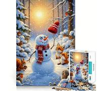 Rompecabezas de 1000 Piezas con diseño de muñeco de Nieve, Animales del Bosque e Invierno para Adolescentes Juguete para ejercitar la Mente, diseño Relajante, Regalo Ideal para armar (50x75cm)