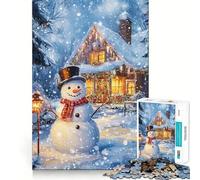 Rompecabezas de 1000 piezas con diseño de muñeco de nieve de Cozy Cottage para adultos y adolescentes Juguete de habilidad relajante y divertido Bordes ajustados Regalo ideal para festivales (38x52cm)