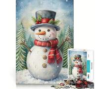 Rompecabezas de 1000 Piezas con diseño de muñeco de Nieve en Acuarela en un Bosque Invernal Ideal para estimular la concentración Diversión Garantizada Corte láser para un Ajuste Actividad