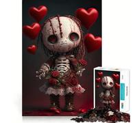 Rompecabezas de 1000 Piezas con diseño de muñeco vudú de San Valentín para Adultos Juguete Que desafía la Mente Corte preciso y alineación Actividad Divertida para Toda la Familia (50x75cm)