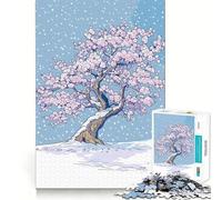 Rompecabezas de 1000 Piezas con diseño de Nieve sobre Flores de Cerezo para Adolescentes Ideal para Mejorar la Memoria, Relajarse y Disfrutar de un Corte Firme Regalo Festivo (38x26cm)