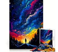 Rompecabezas de 1000 Piezas con diseño de niña del Bosque y Estrella,Estilo Pixel Art,Ajuste, Desarrollo Mental,diversión acogedora, Ocio 50x75cm