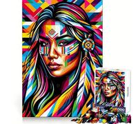 Rompecabezas de 1000 Piezas con diseño de niña nativa Americana para Adultos y Adolescentes Un Rompecabezas Mental Que Ayuda a aliviar el estrés Un Regalo Original y Divertido (38x52cm)