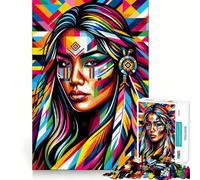 Rompecabezas de 1000 Piezas con diseño de niña nativa Americana para Adultos y Adolescentes Un Rompecabezas Mental Que Ayuda a aliviar el estrés Un Regalo Original y Divertido (38x52cm)