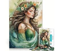 Rompecabezas de 1000 Piezas con diseño de NINFA del Bosque en Acuarela para Adultos Juego para ejercitar la Mente Encaje Huecos Actividad Relajante para desconectar (38x52cm)