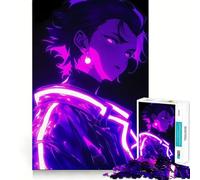 Rompecabezas de 1000 Piezas con diseño de niño Anime bajo Luces de neón Juguete Creativo con Cierre Seguro,sin Piezas Sueltas Actividad para Compartir en Familia (38x26cm)