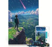 Rompecabezas de 1000 Piezas con diseño de niño Anime observando una Lluvia de meteoritos Juguete de construcción Ensamblaje Firme y Seguro Juguete de Entretenimiento para Interiores