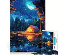 Rompecabezas de 1000 Piezas con diseño de Noche de Campamento,Limpio y Funcional,Ideal para concentrarse y Relajarse Juego cumpleaños (38x26cm)
