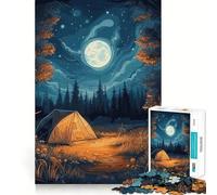 Rompecabezas de 1000 Piezas con diseño de Noche de Campamento,Limpio y Funcional,Ideal para concentrarse y Relajarse Juego cumpleaños (50x75cm)